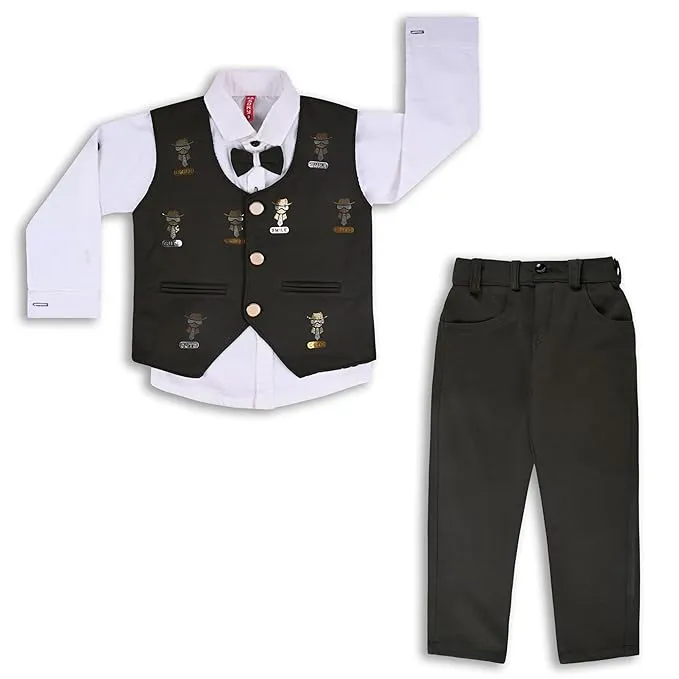 Wish Karo Shirt With Waistcoat And Pant For Boys (bsp009dgrn)