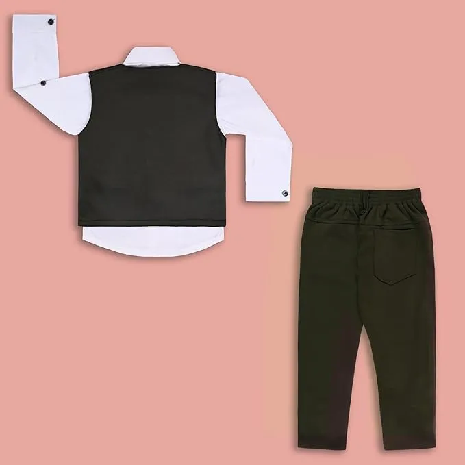 Wish Karo Shirt With Waistcoat And Pant For Boys (bsp009dgrn)