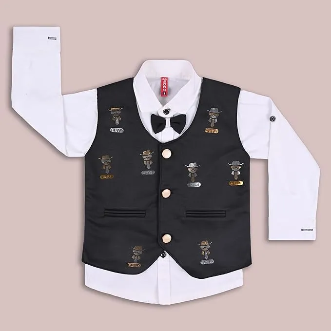 Wish Karo Shirt With Waistcoat And Pant For Boys (bsp009gry)