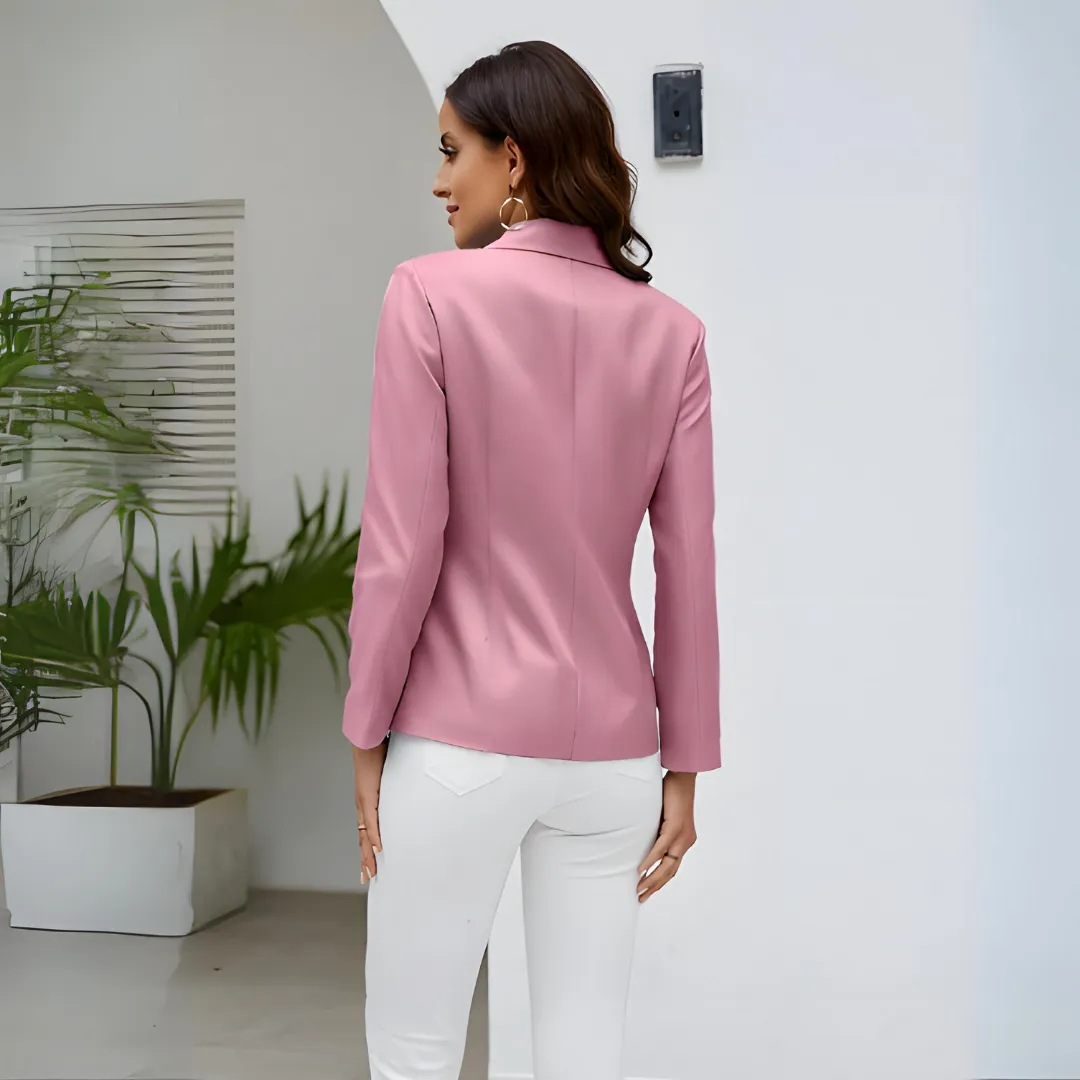 Women's Classic Lapel Blazer with Gold Buttons | Ideal for All Seasons