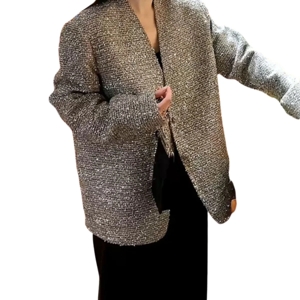 Women's Oversized Glitter Blazer with Buttons | Ideal for All Seasons
