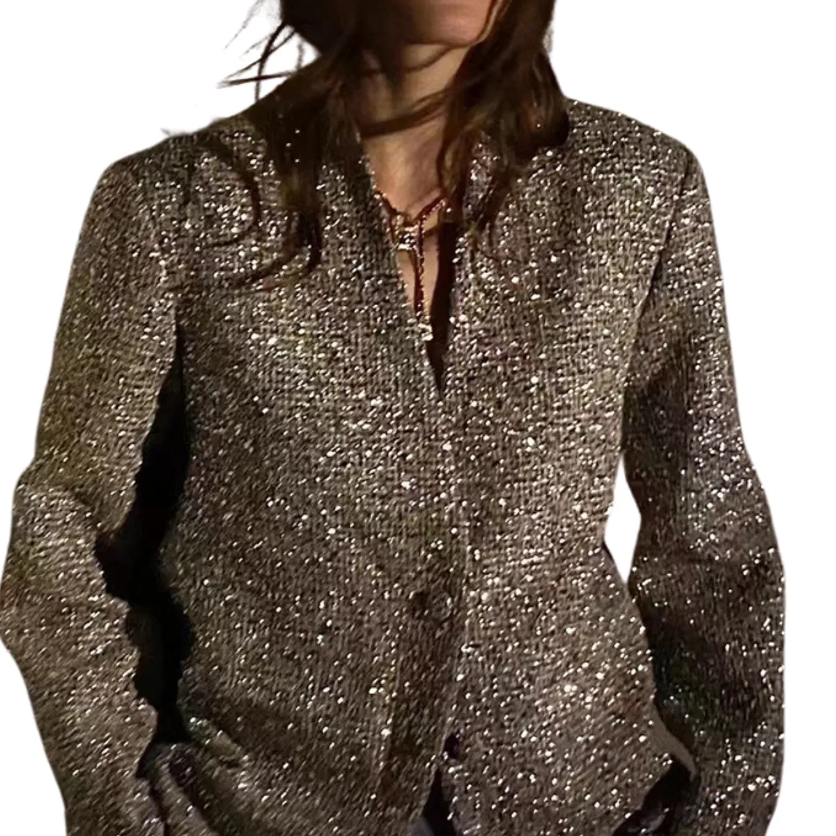 Women's Oversized Glitter Blazer with Buttons | Ideal for All Seasons
