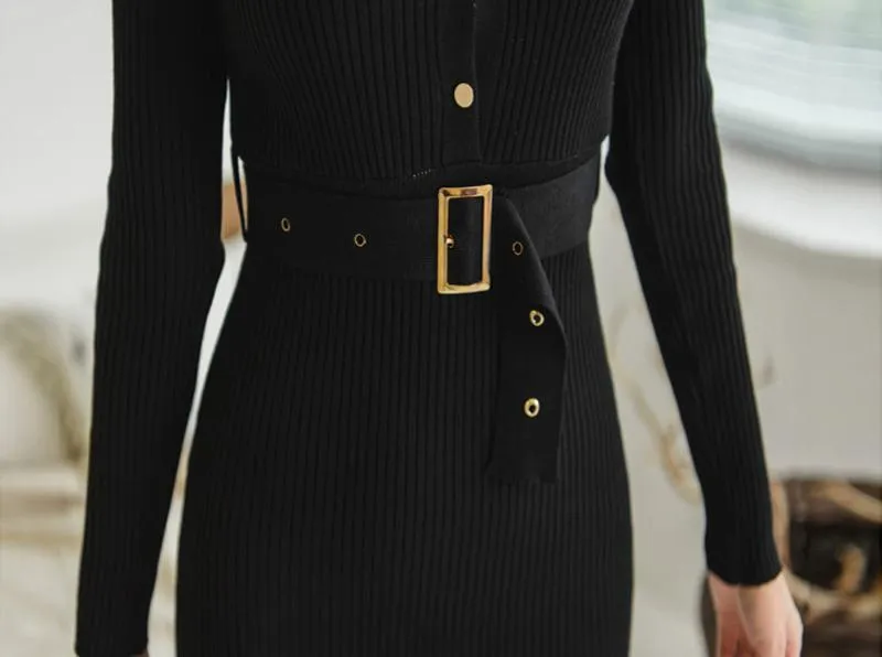 Women's Single Breasted Sweater Dress