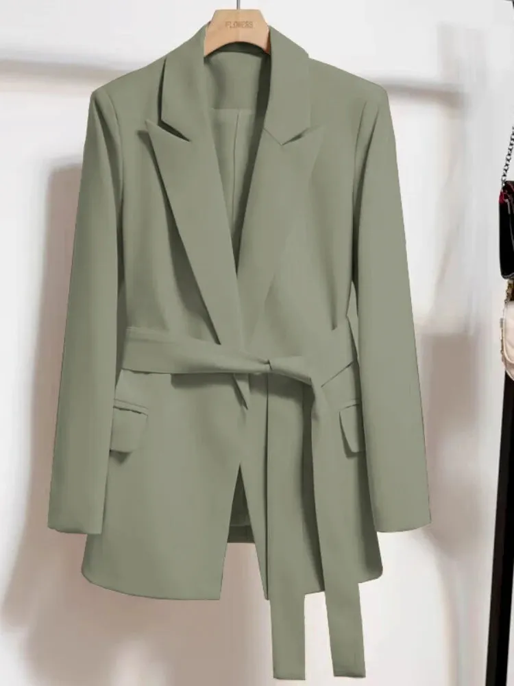 Women's Spring Slim Fit Tie Up Blazer