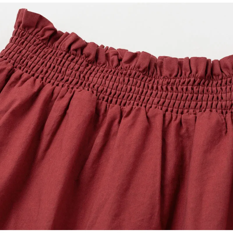 Women's Summer Casual Linen High-Waist Ruffled Long Dress