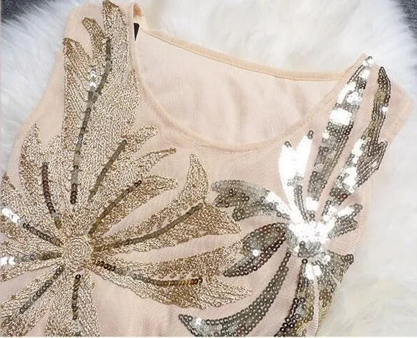 Women's Summer Vintage Sequined Floral Dress
