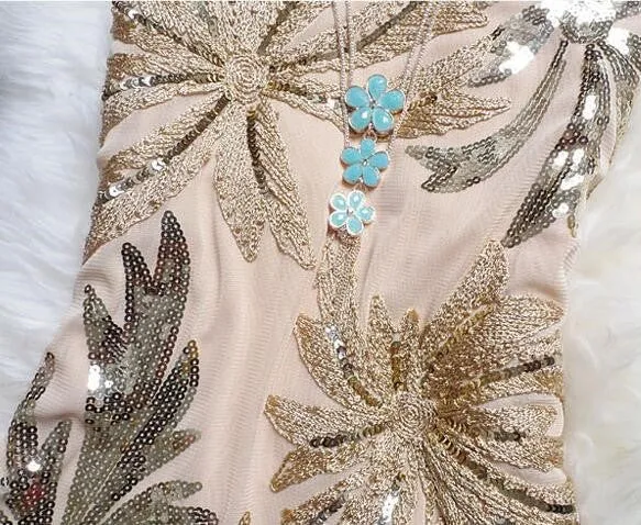 Women's Summer Vintage Sequined Floral Dress
